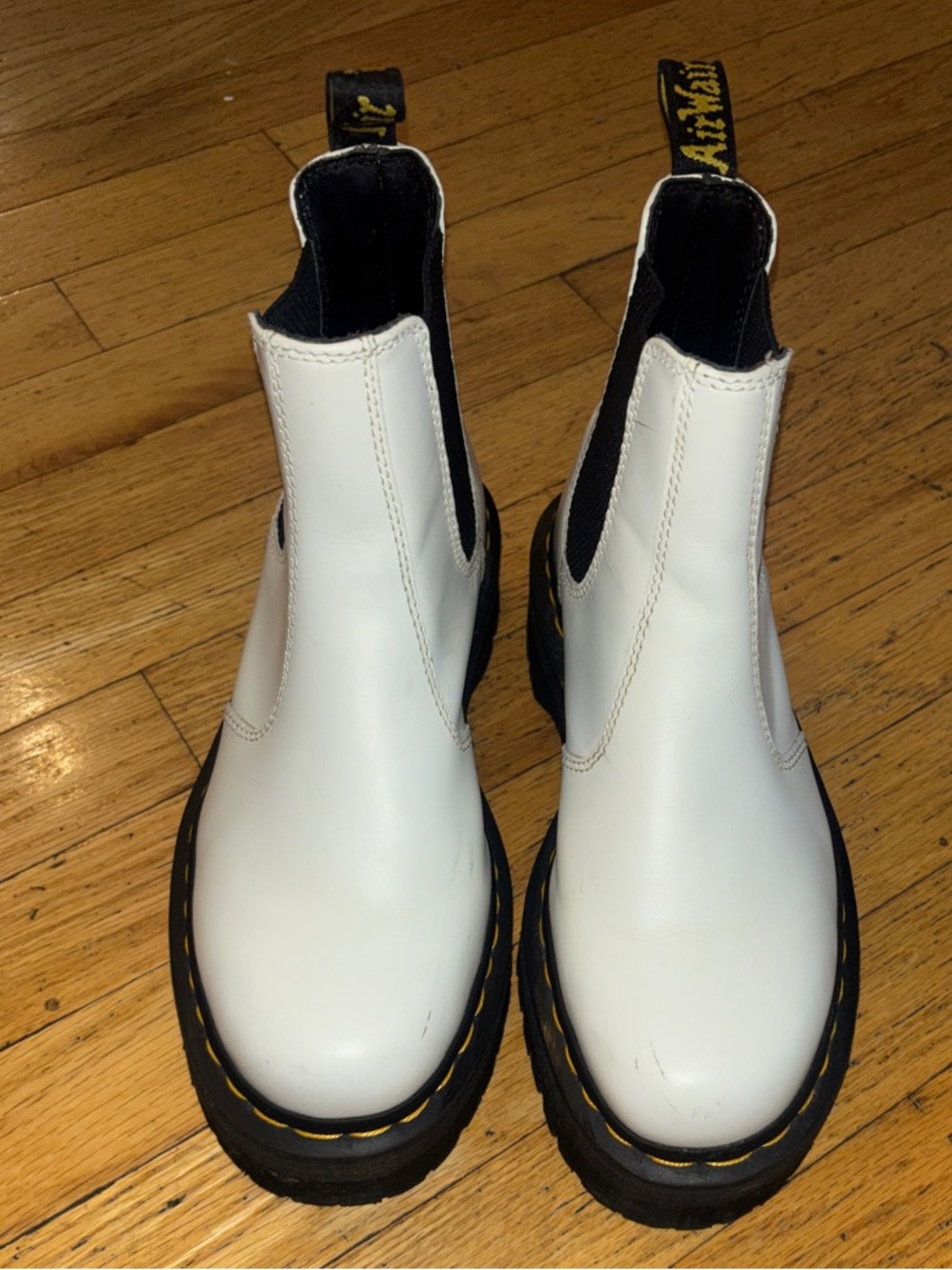 Dr. Martens 2976 Quad Platform Chelsea Boots - White Leather - W6.5/M5